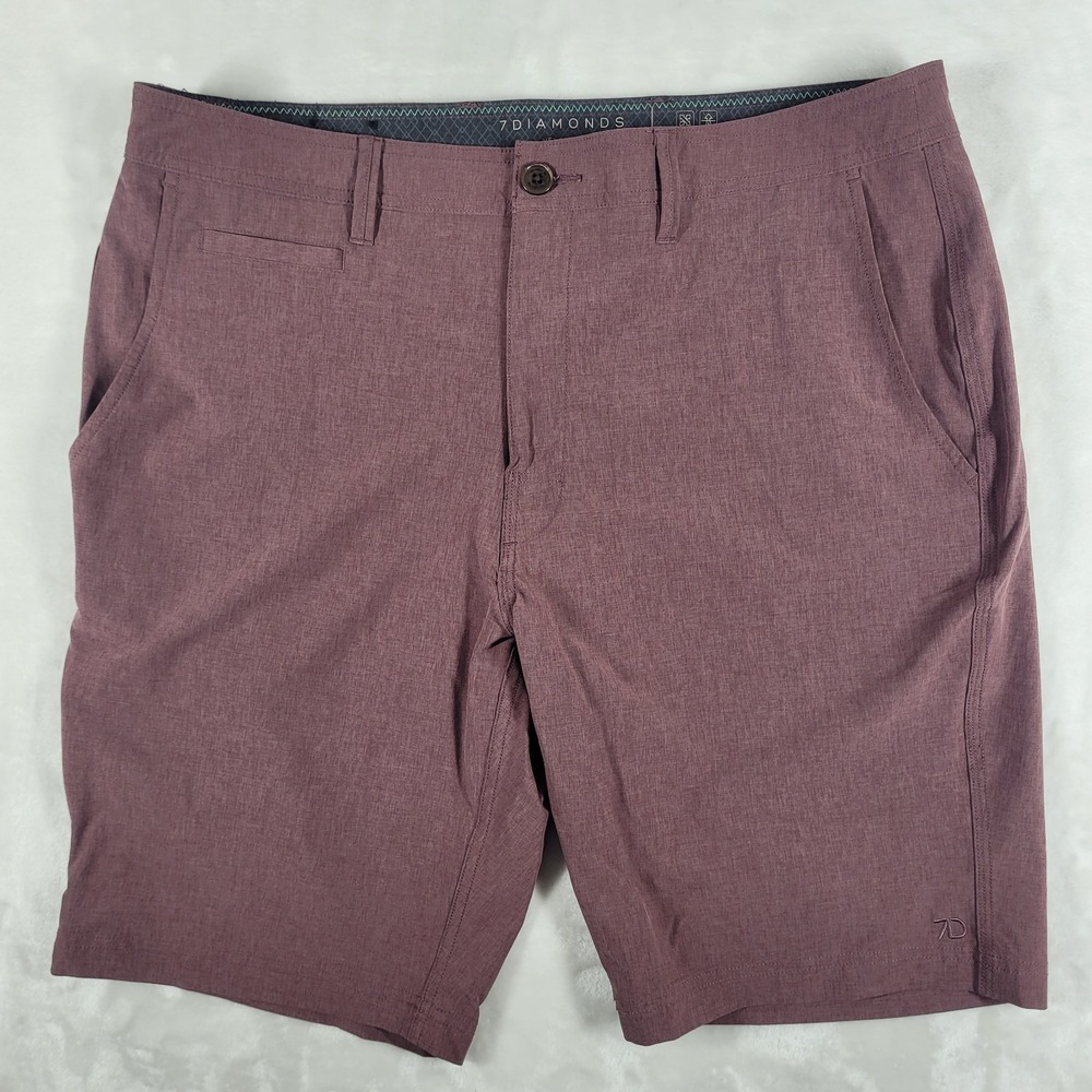 7 Diamonds Velocity‎ Shorts Men's 36 Red Performance Slash Pocket Chino Casual